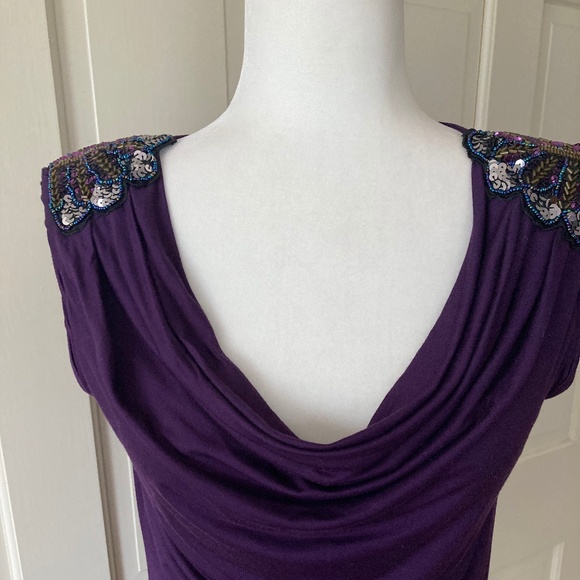 twenty-one Sleeveless Cowl Neck Knit Top w Embellished Shoulders SIZE S/P - Picture 1 of 13